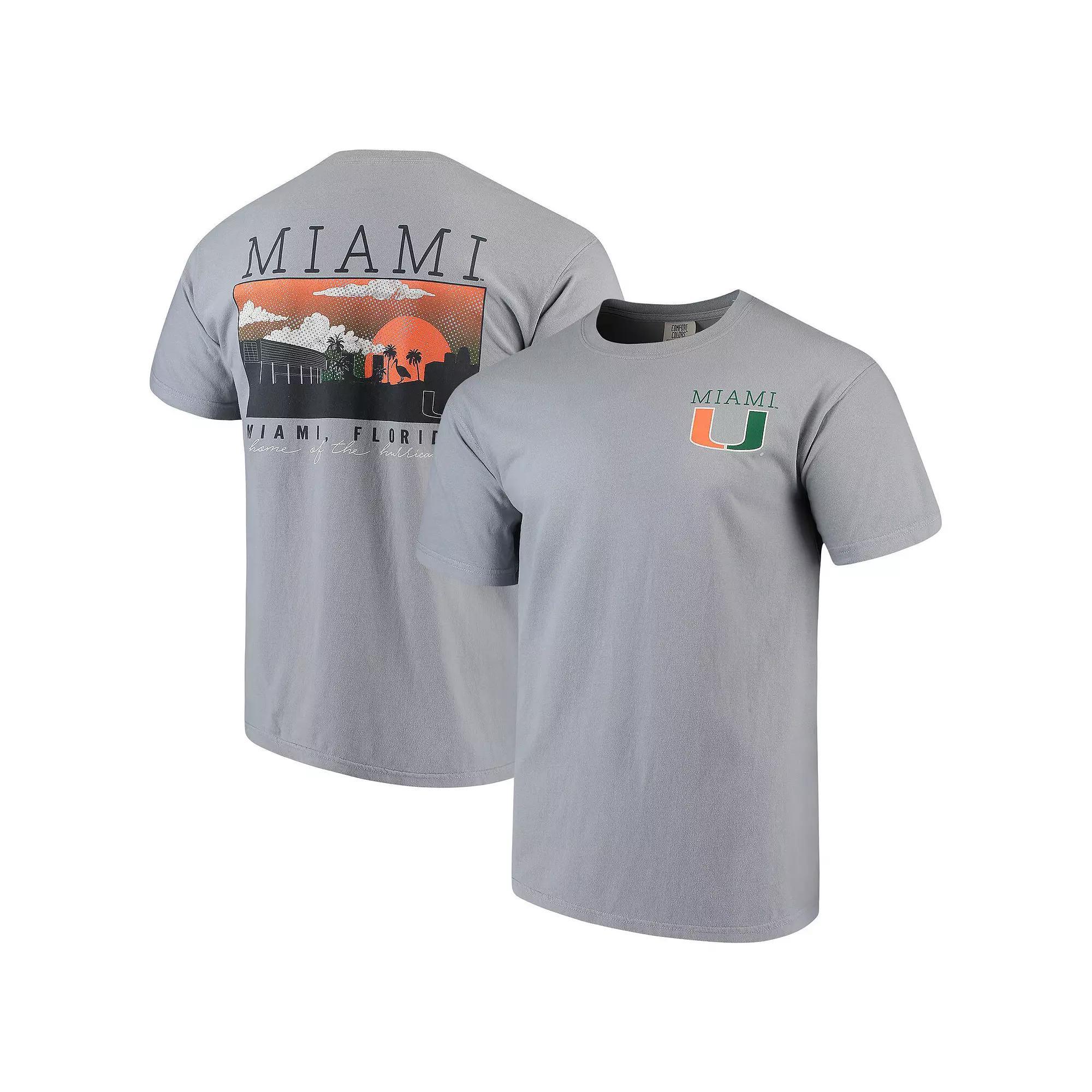 Men's Gray Miami Hurricanes Comfort Colors Campus Scenery T-Shirt, Size: Small, Grey Product Image