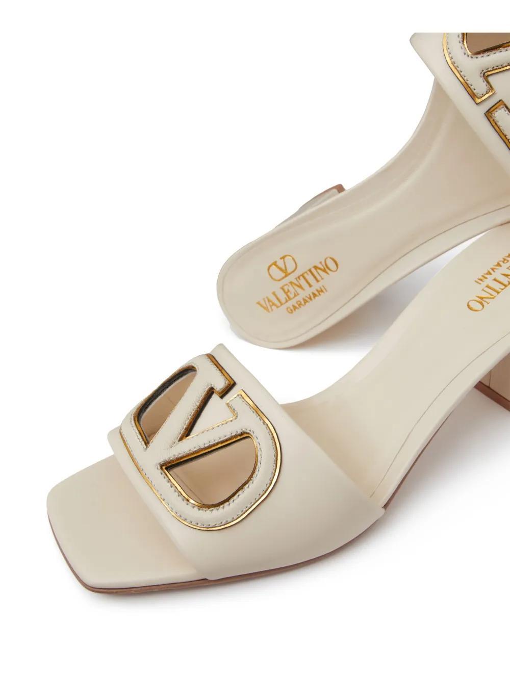 VALENTINO GARAVANI Vlogo Signature 60mm Leather Mules In White Product Image