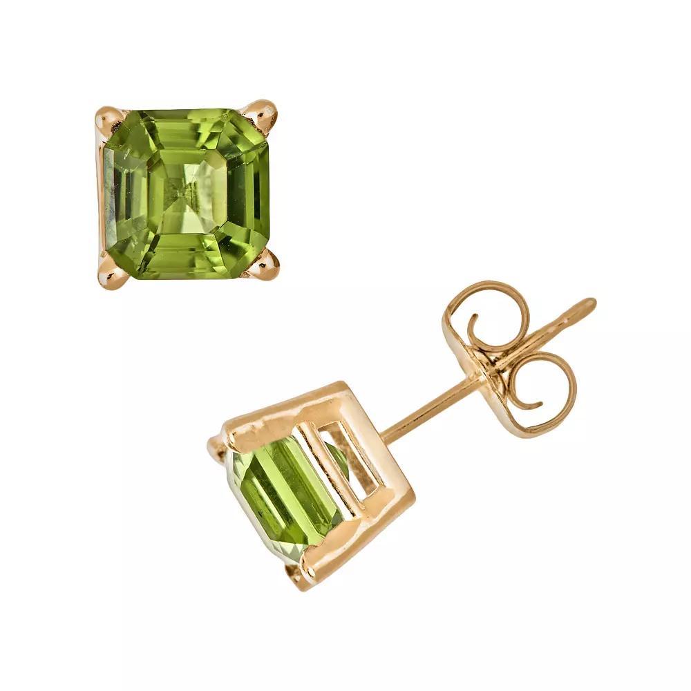 Celebration Gems 14k Gold Peridot Stud Earrings, Women's, Green Product Image