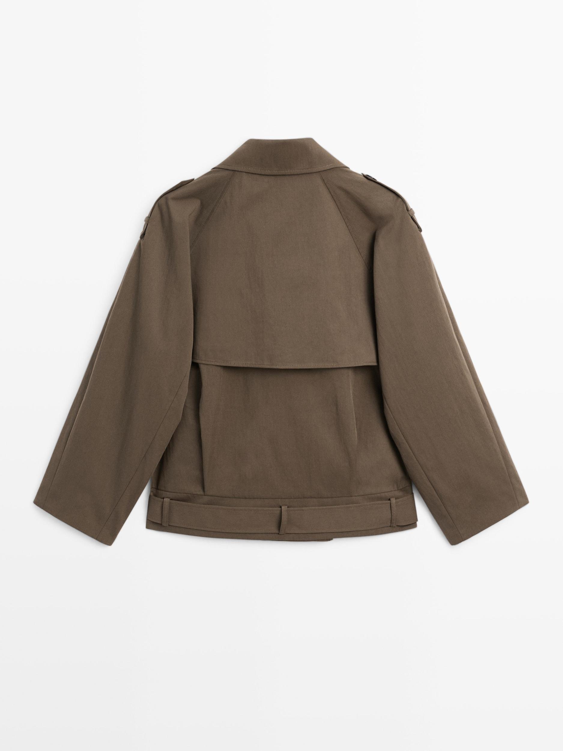 Short trench coat with belt detail Product Image