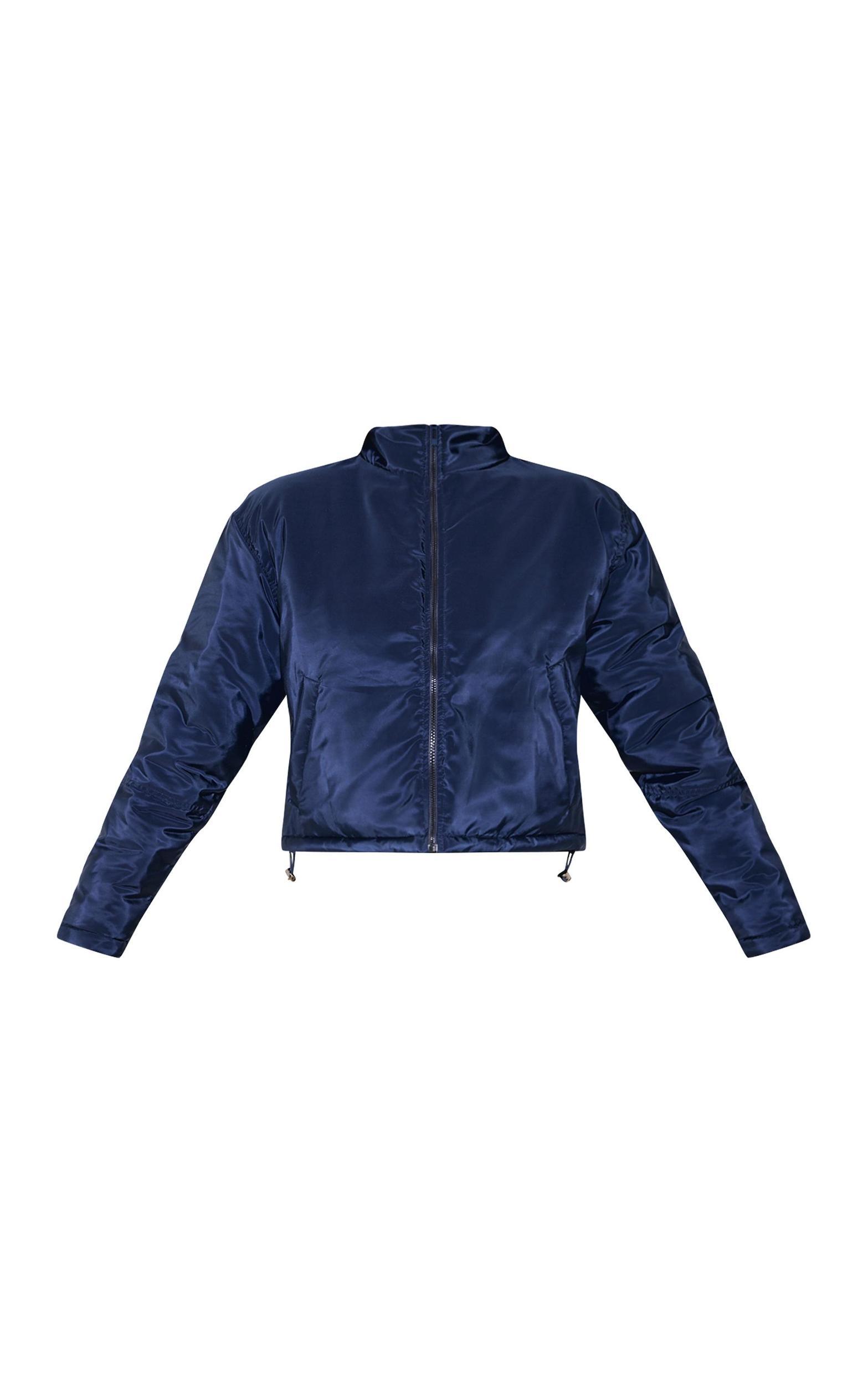 Navy Cropped Puffer Jacket Product Image