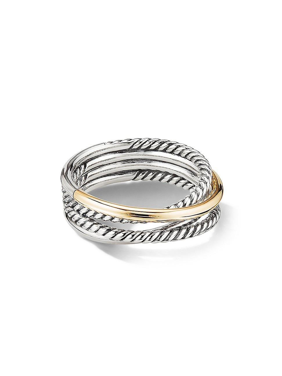 Crossover Band Ring in Silver with 18K Gold, 6.8mm Product Image