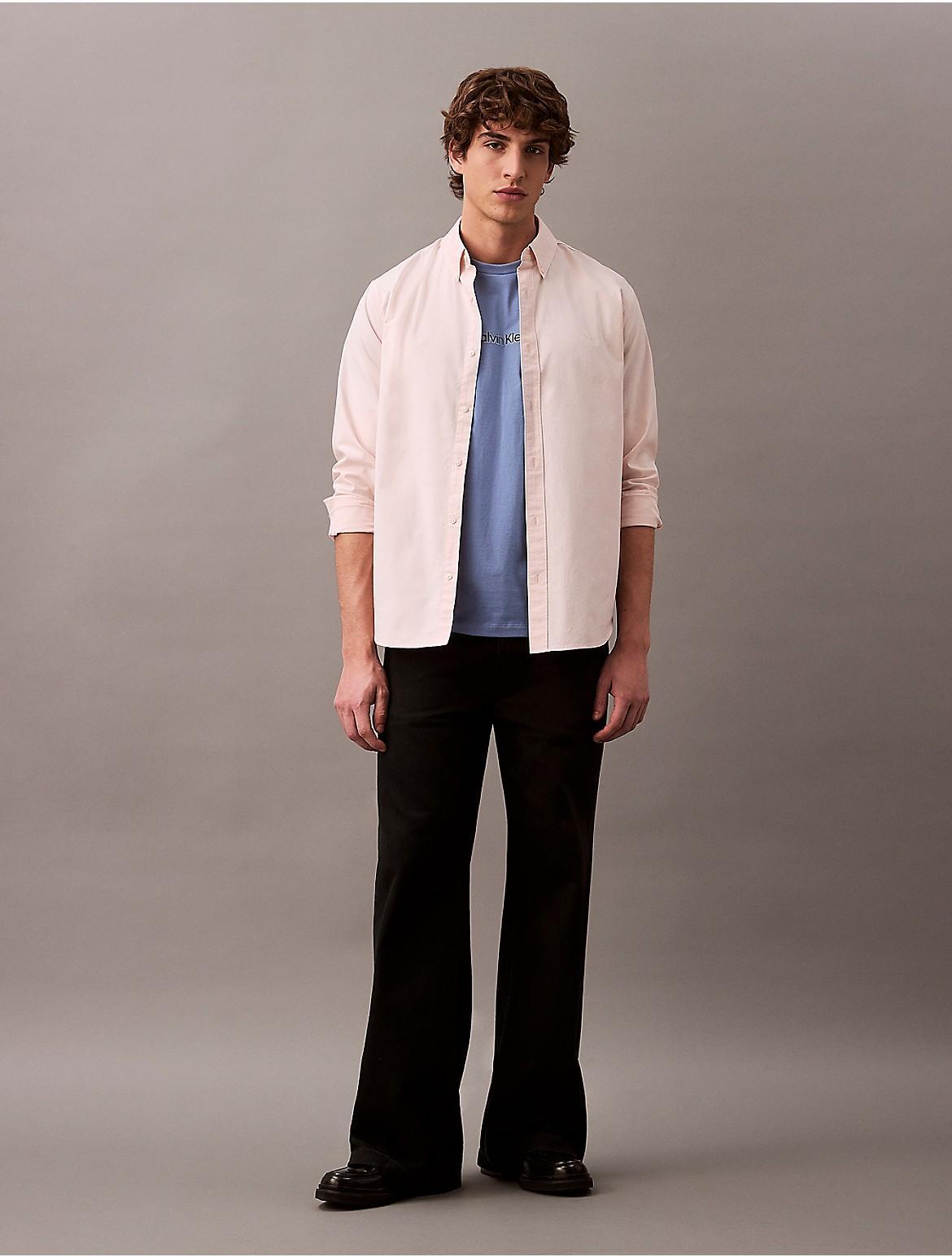 Calvin Klein Mens Solid Oxford Classic Button-Down Shirt Product Image