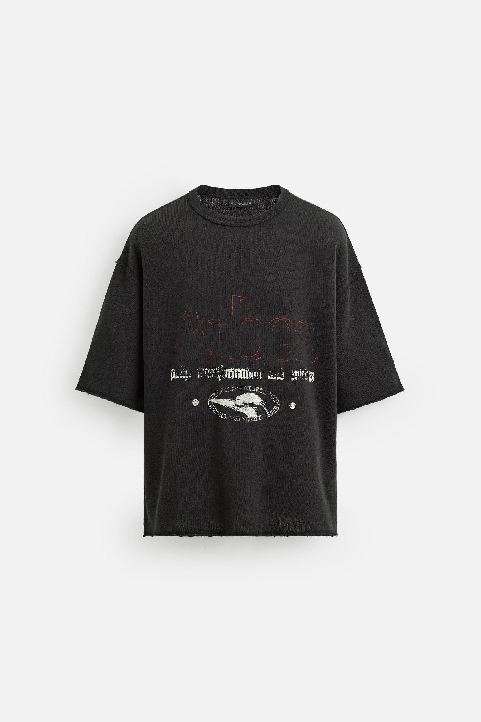 WASHED PRINT KNIT T-SHIRT Product Image