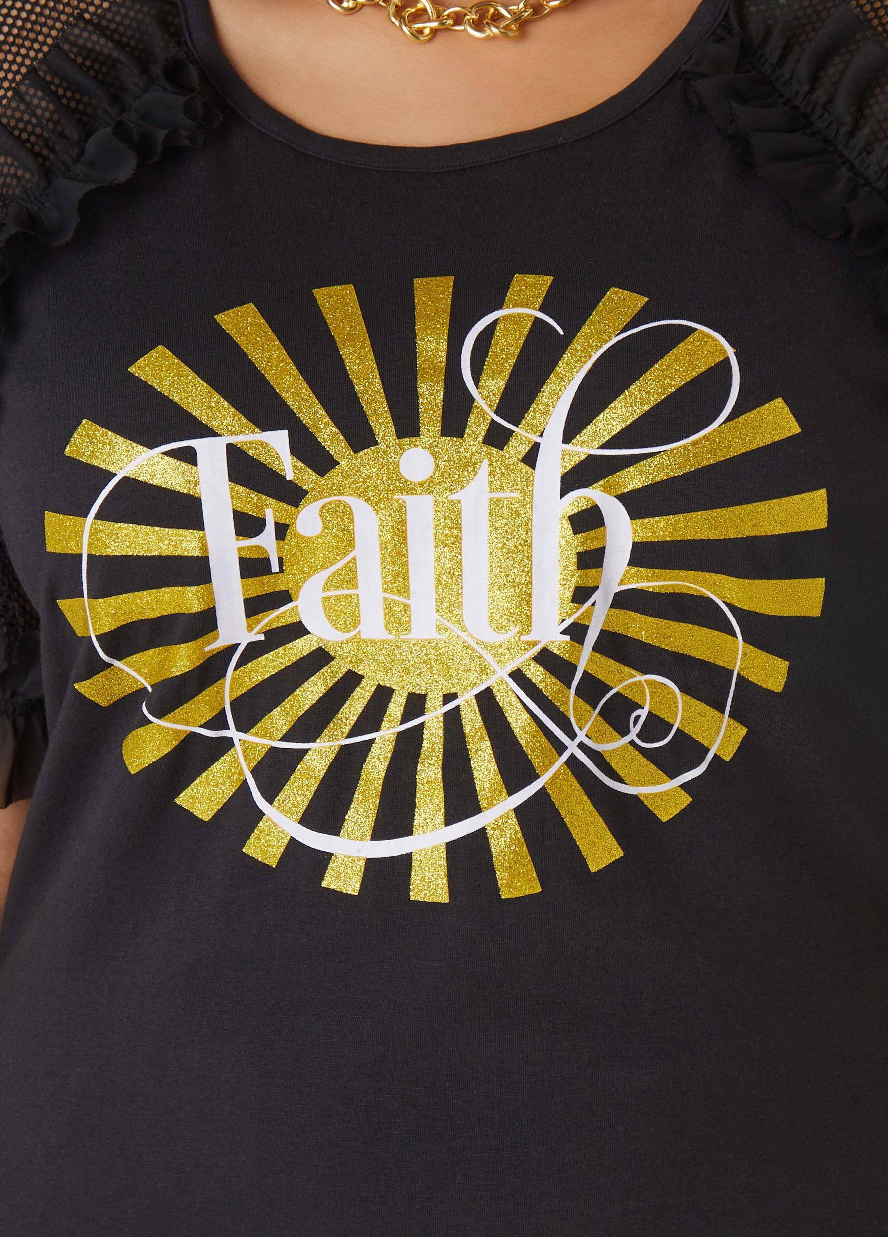Faith Mesh Paneled Graphic Tee Product Image