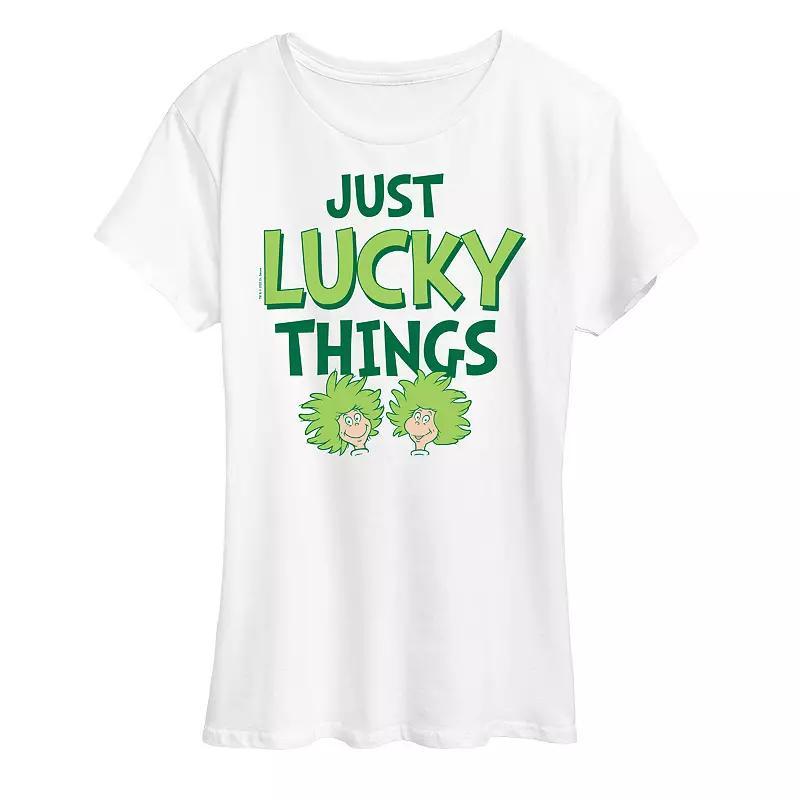 Women's Dr. Seuss Just Lucky Things Graphic Tee, Size: XXL, Grey Gray Product Image