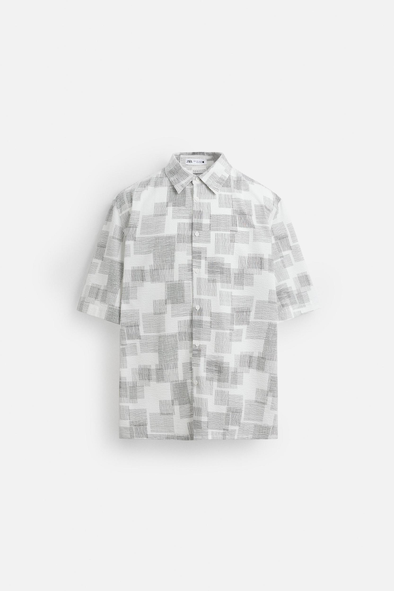 SEERSUCKER ABSTRACT PRINT SHIRT Product Image