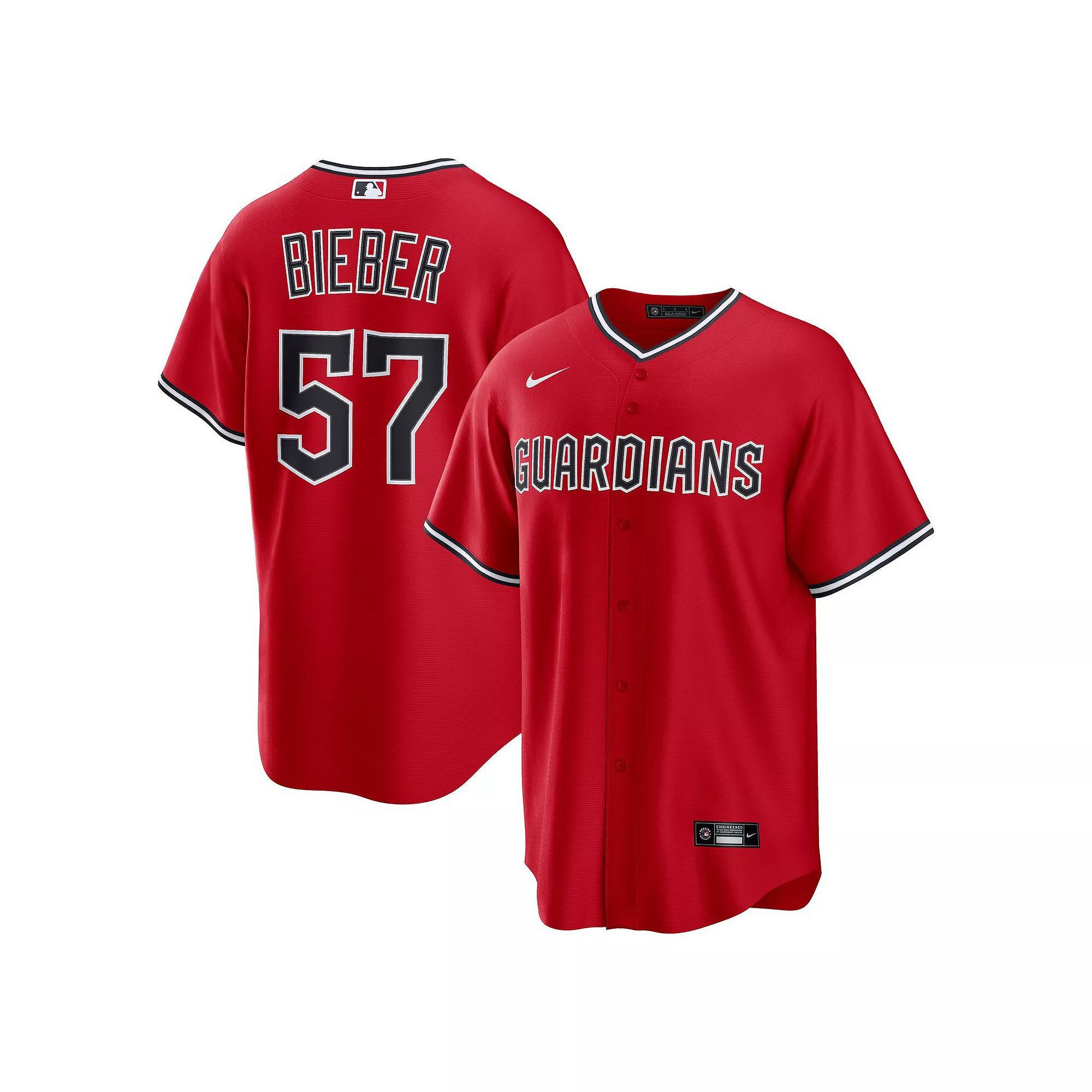 Men's Nike Shane Bieber Red Cleveland Guardians Alternate Replica 2.0 Player Jersey, Size: Small, Grd Red Product Image