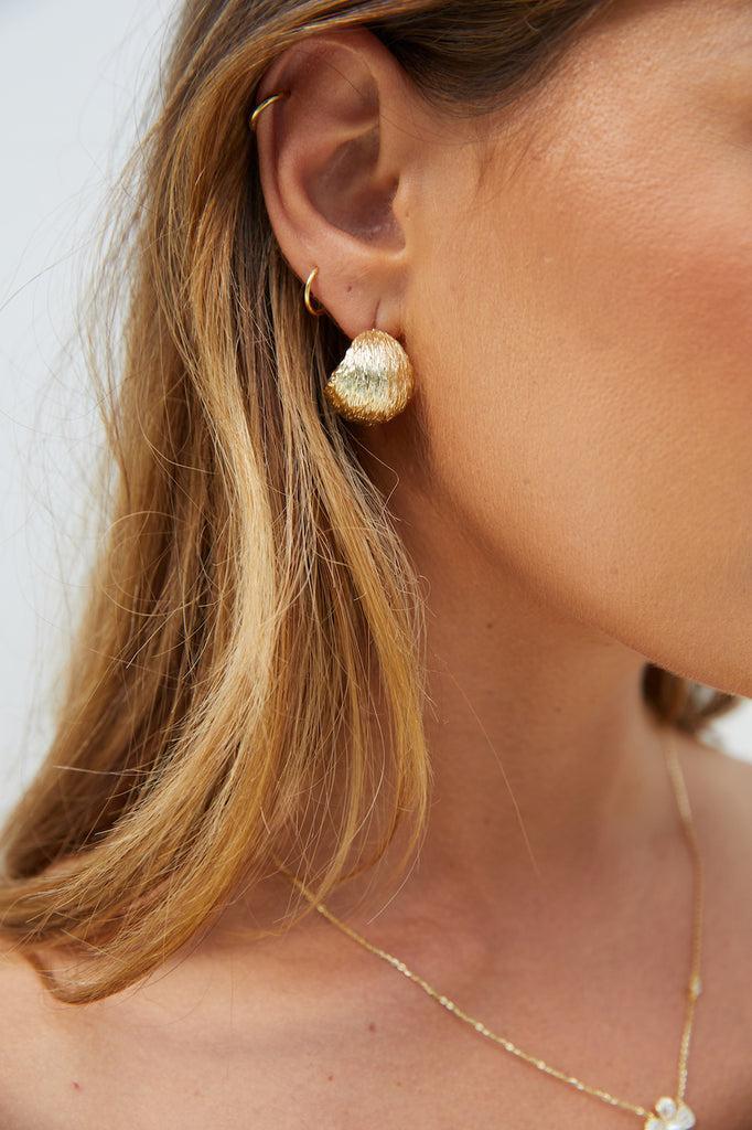 18K Gold Plated Coconut Earrings Gold Product Image