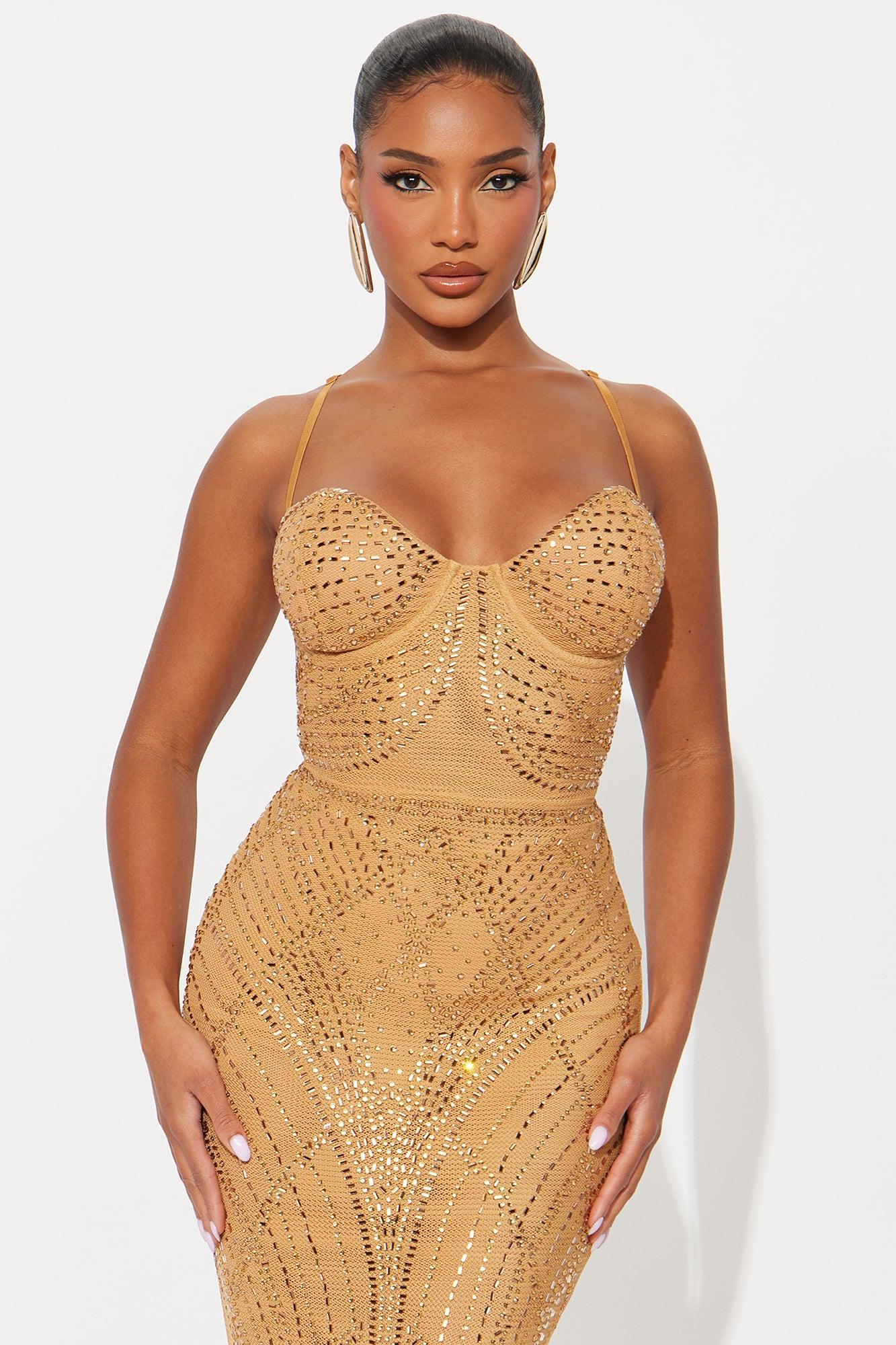 London Embellished Maxi Dress - Gold Female Product Image