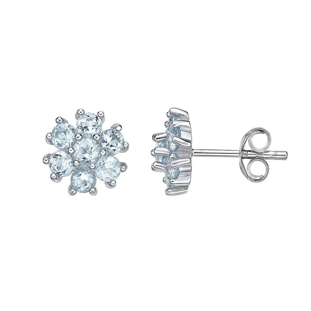 Gemminded Sterling Silver Blue Topaz Flower Stud Earrings, Women's Product Image