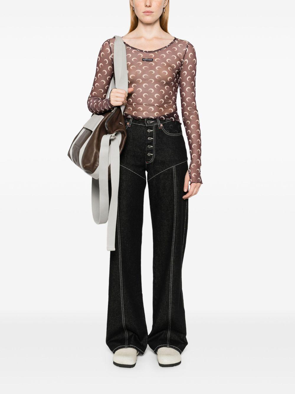 Moon-print mesh crop top Product Image