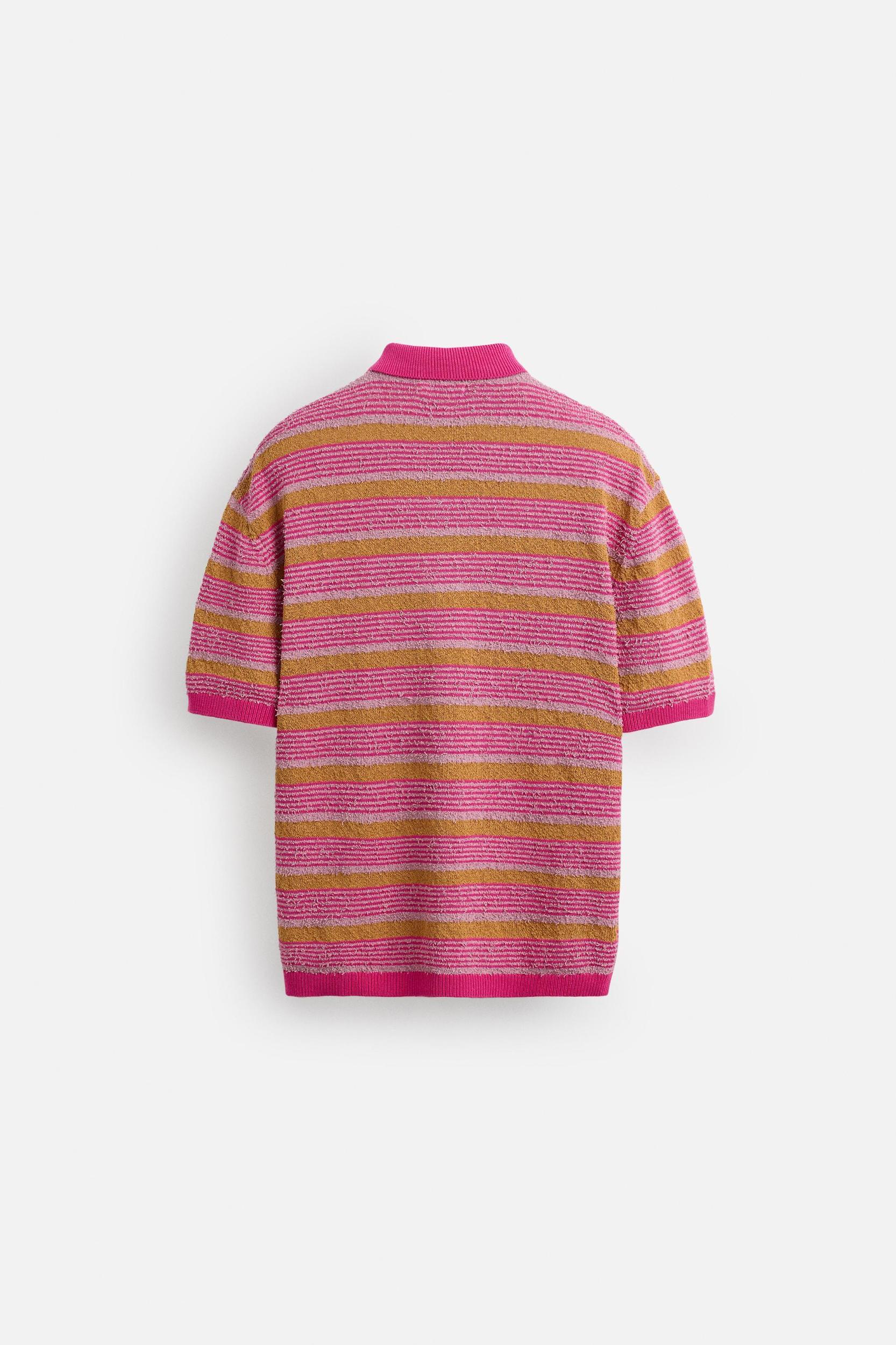 TEXTURED STRIPE KNIT POLO Product Image