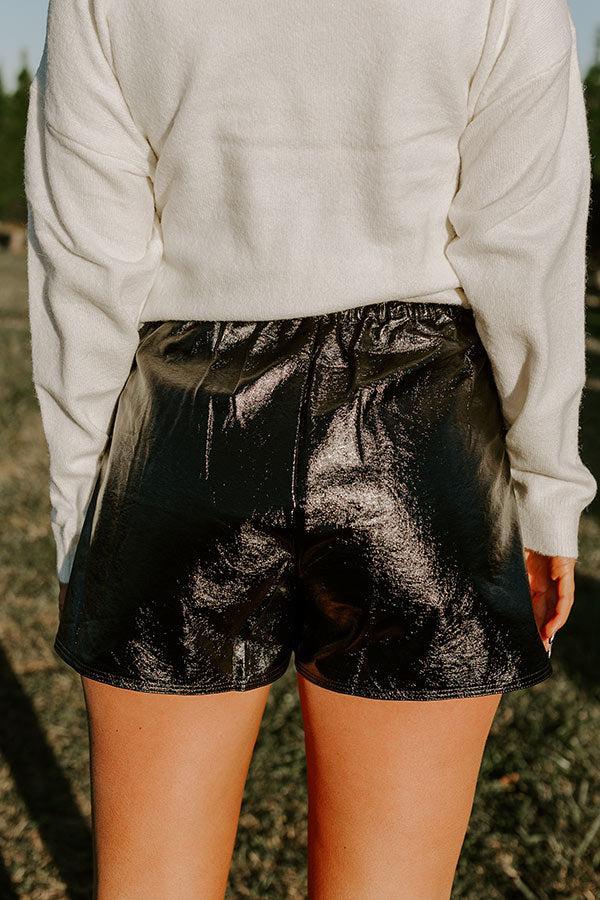 Opening Act High Waist Faux Leather Shorts In Black Product Image