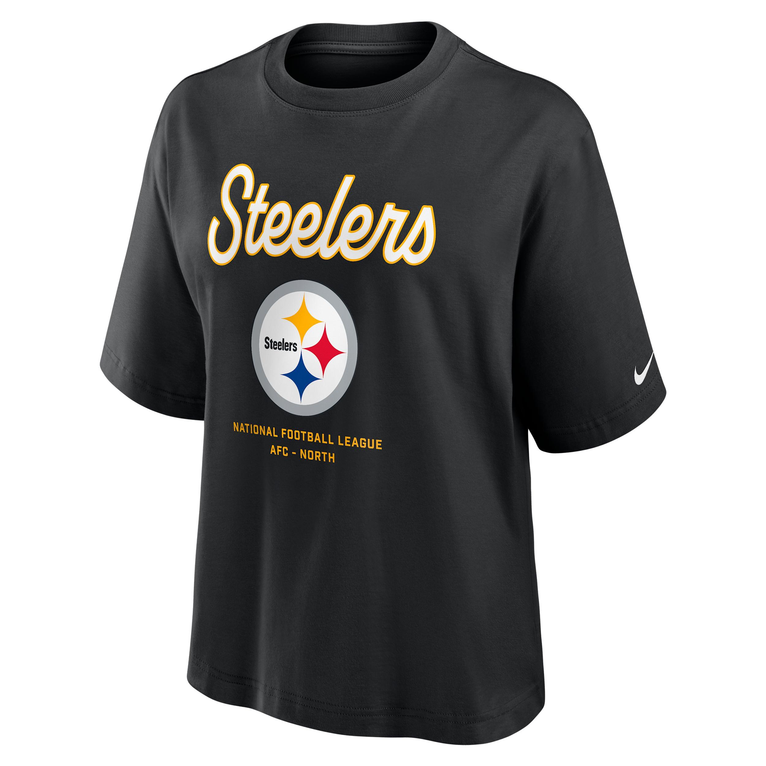 Pittsburgh Steelers Essential Script Boxy Nike Womens NFL T-Shirt | 01CM00A7L-TGS Product Image