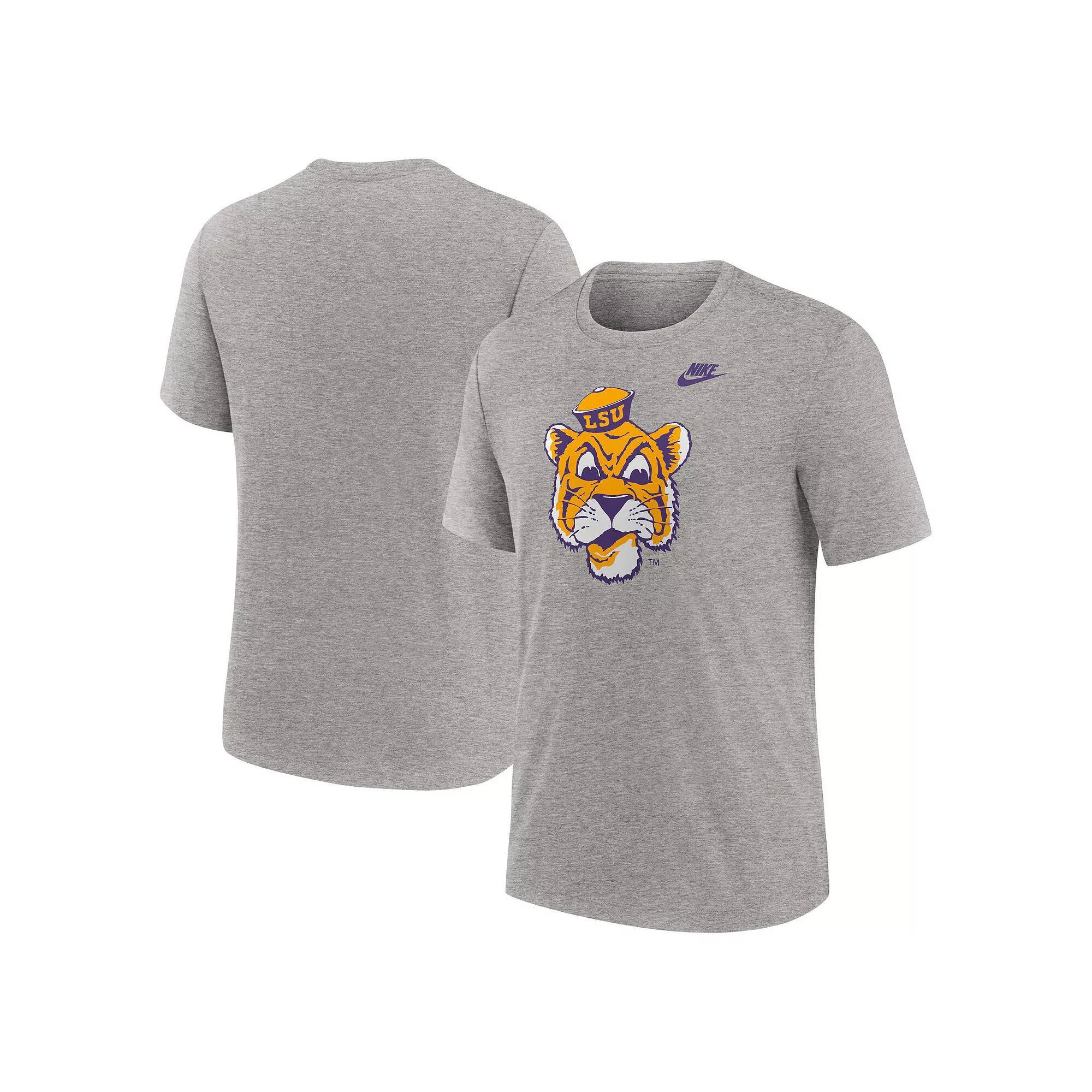 Men's Nike Heather Gray LSU Tigers Blitz Evergreen Legacy Primary Tri-Blend T-Shirt, Size: 2XL, Grey Product Image