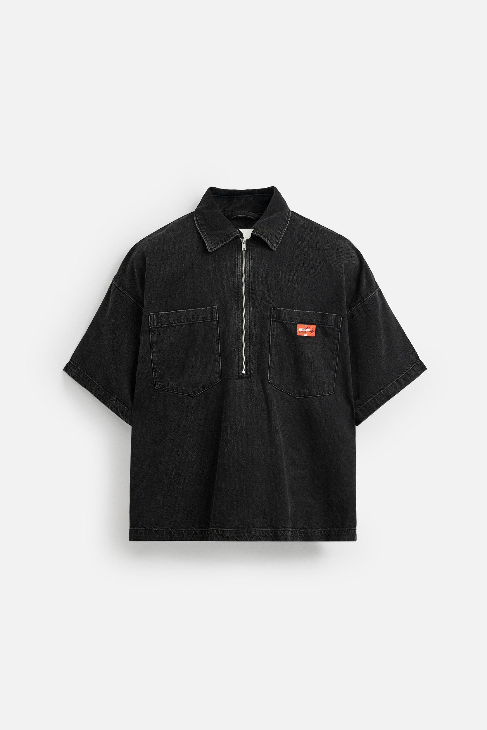 ZIPPER DENIM POLO SHIRT Product Image