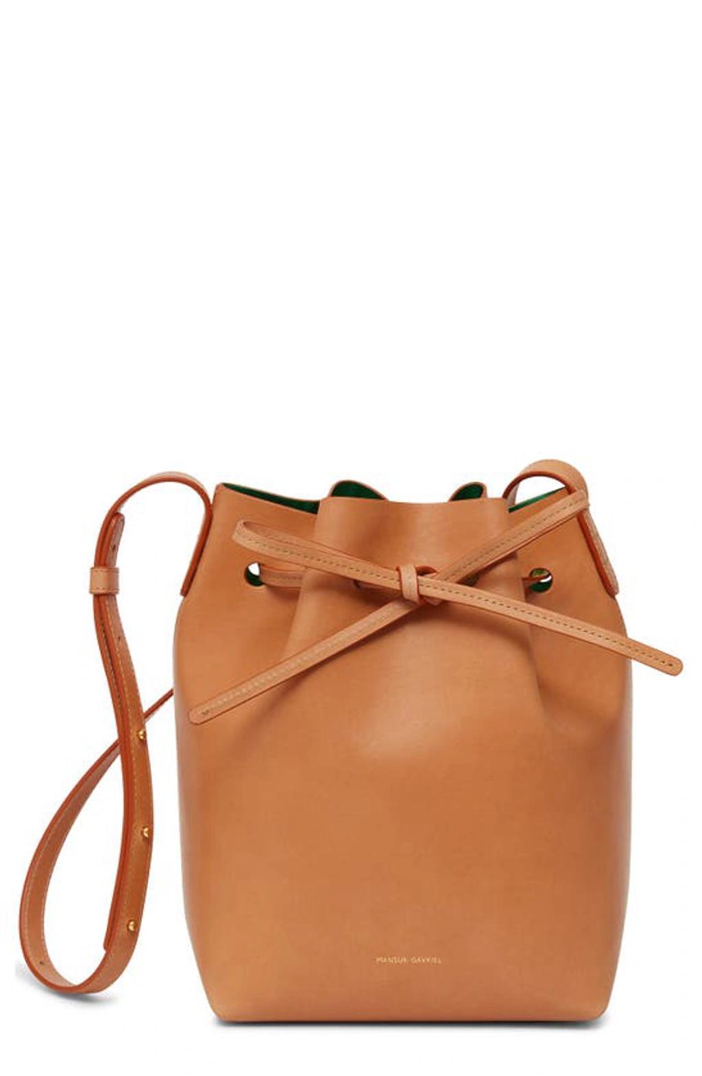 MANSUR GAVRIEL Mini Vegetable-tanned Leather Bucket Bag In Cammello Product Image