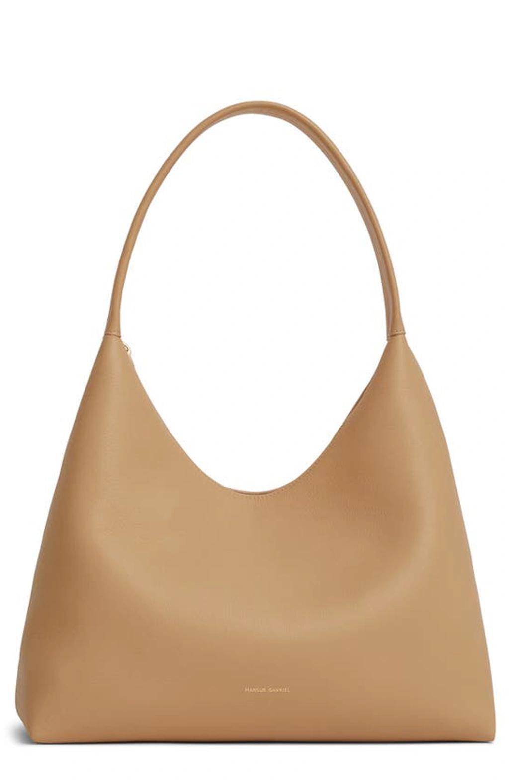 MANSUR GAVRIEL Luxury Soft Calf Leather Crossbody Hobo Bag In Sand Product Image