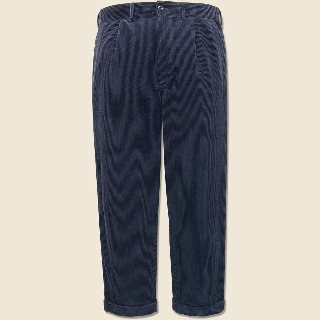 Corduroy Pleated Pant - Navy Product Image