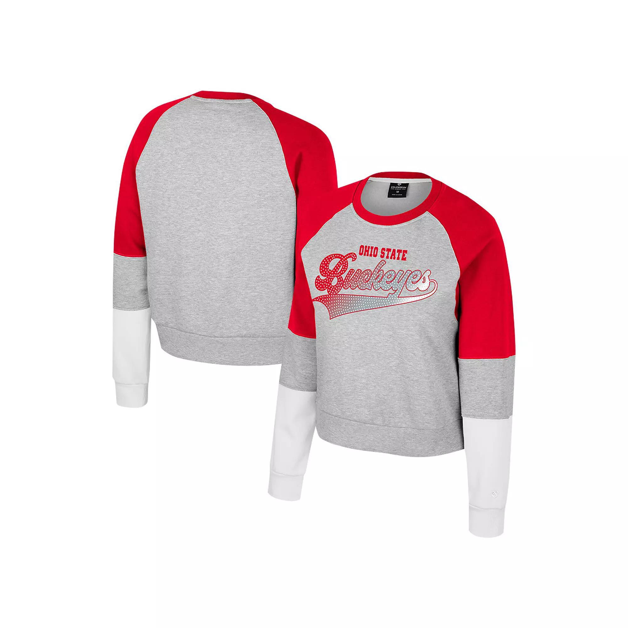 Women's Colosseum Heather Gray Kentucky Wildcats Katinka Rhinestone Scoop Neck Pullover Sweatshirt, Size: Large, Grey Product Image