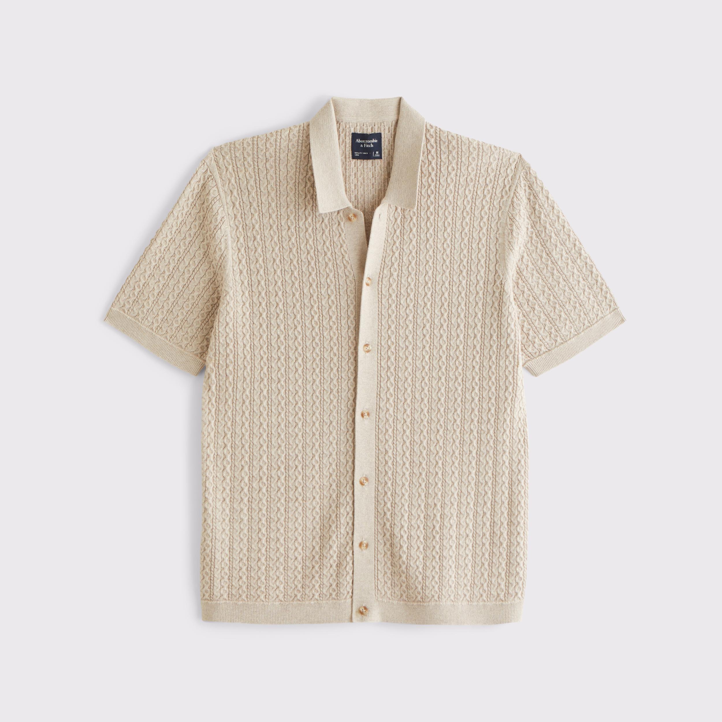 Cable Button-Through Sweater Polo Product Image