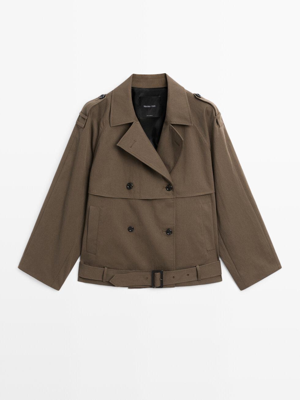 Short trench coat with belt detail Product Image
