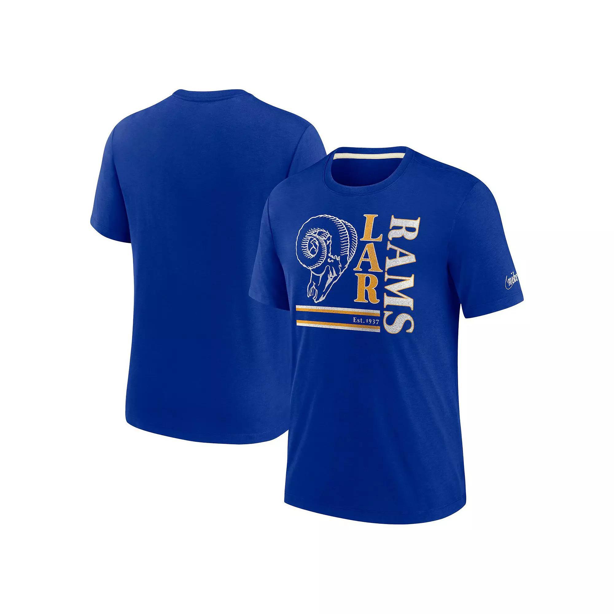 Men's Nike Royal Los Angeles Rams Wordmark Logo Tri-Blend T-Shirt,  Product Image