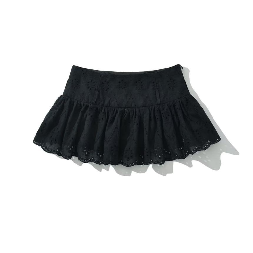 Low Waist Plain Mini Skirt Product Image