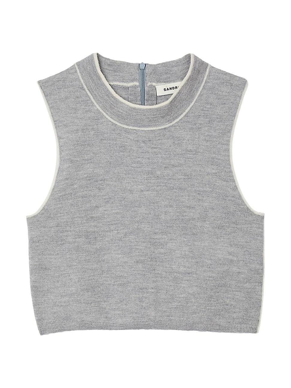 Womens Sleeveless Knitted Crop Top Product Image