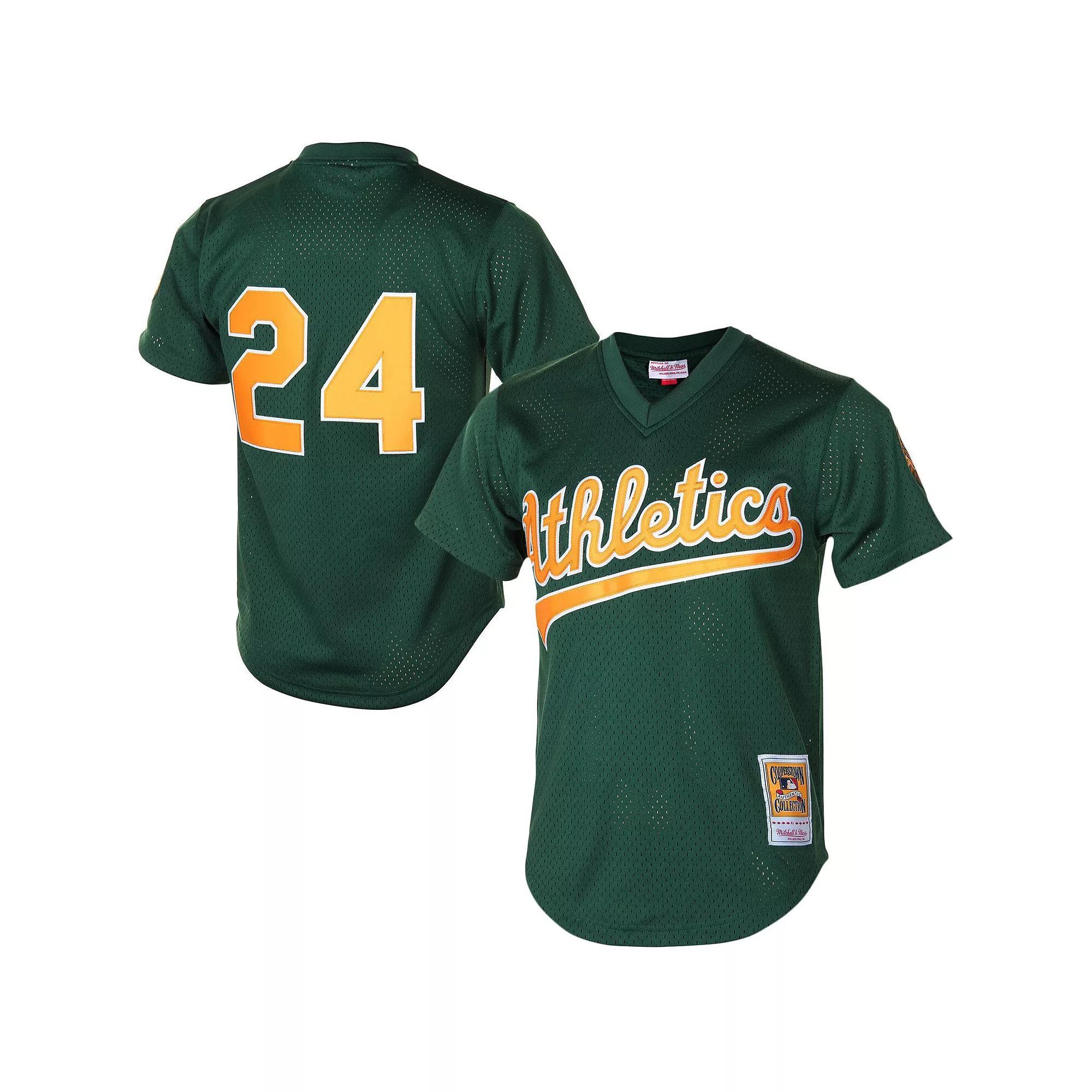Men's Mitchell & Ness Rickey Henderson Green Oakland Athletics 1998 Cooperstown Mesh Batting Practice Jersey, Size: Small Product Image