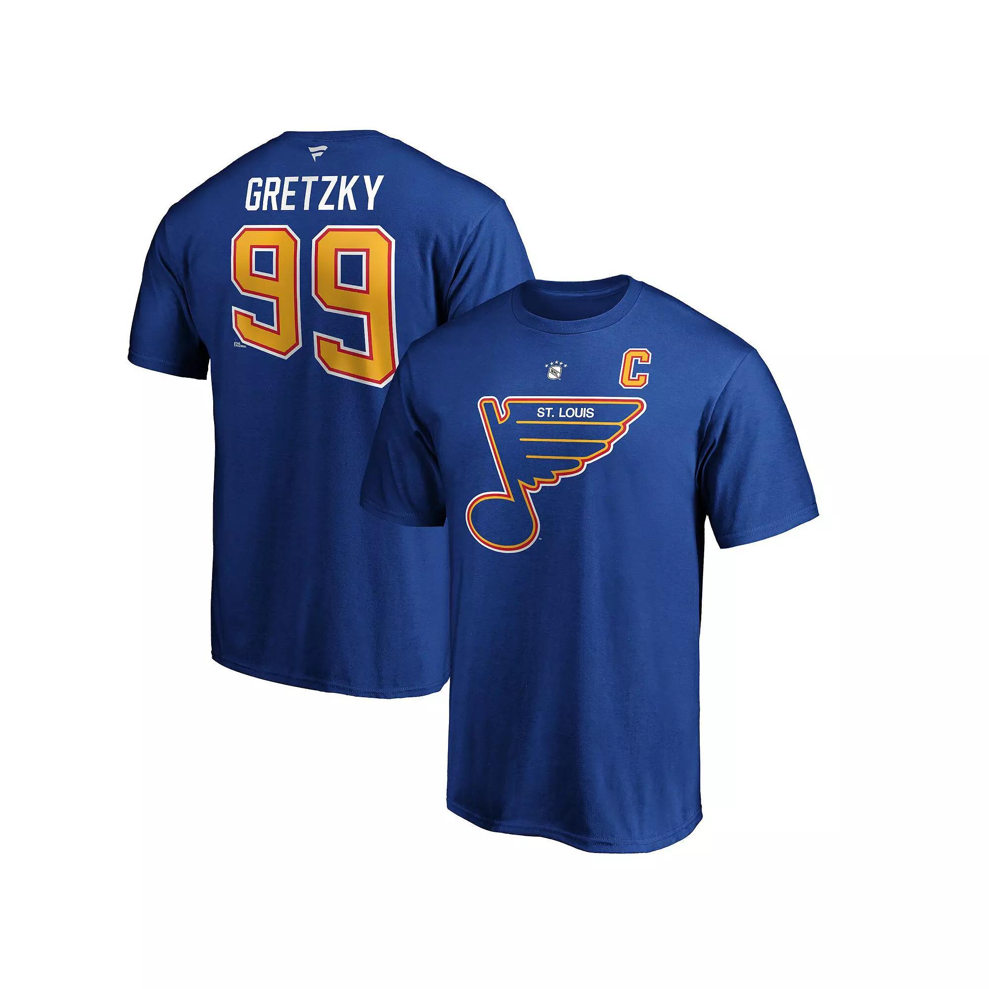 Men's Fanatics Branded Wayne Gretzky Blue St. Louis Blues Authentic Stack Retired Player Name & Number T-Shirt, Size: Small Product Image