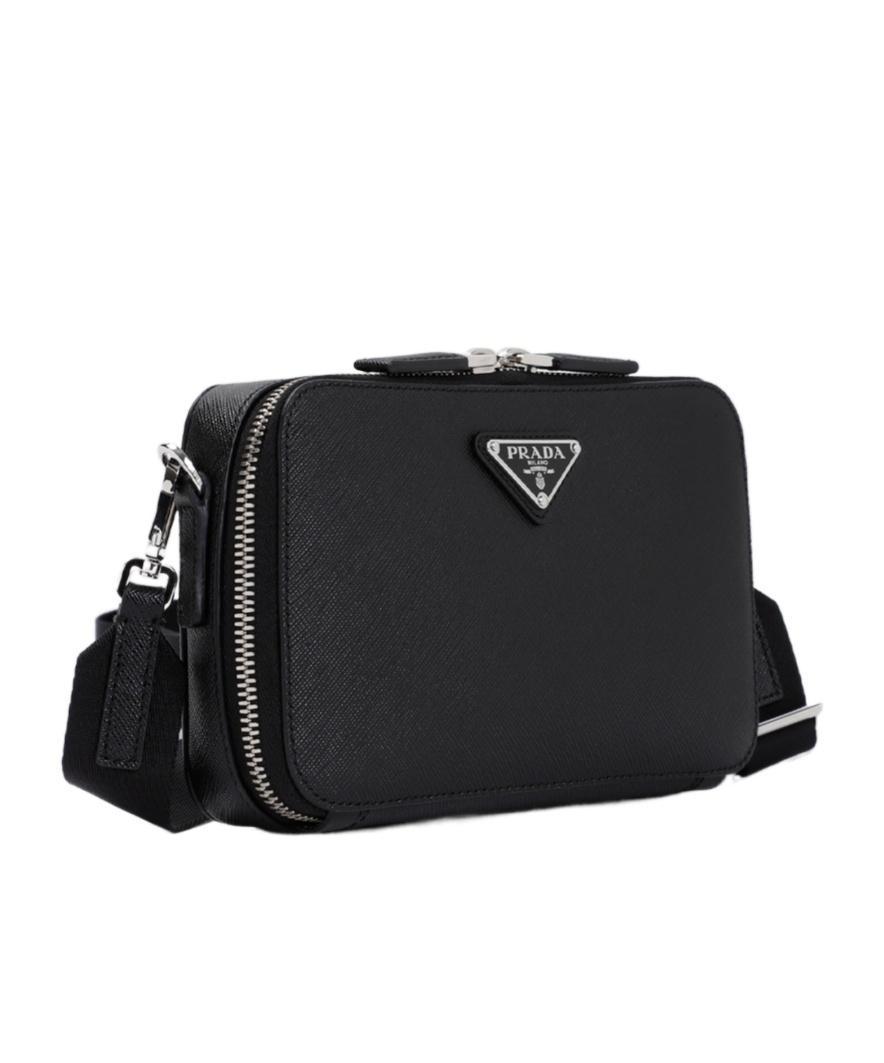 PRADA Triangle Logo Padded Pouch In Black Product Image