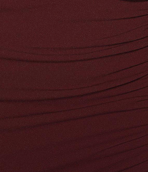 Honey and Rosie One Shoulder Ruffle Ruched Side Slit Long Dress Product Image