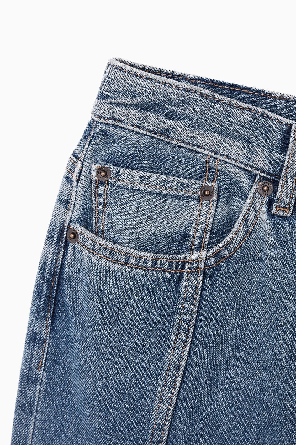 PANELED FLARED DENIM SKIRT Product Image