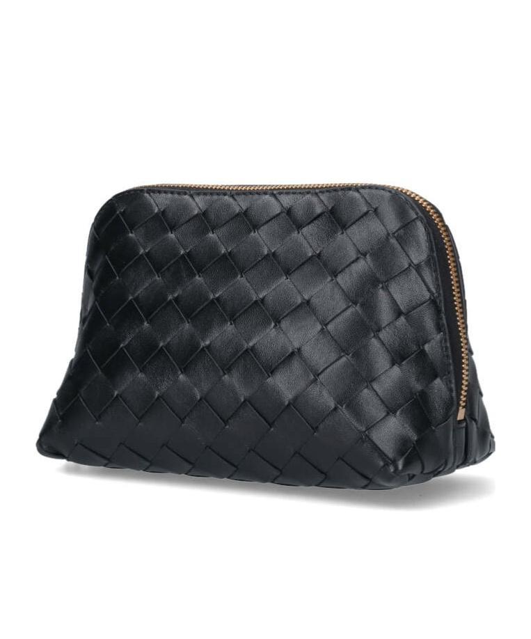 BOTTEGA VENETA Intrecciato Leather Make-up Bag In Black Product Image