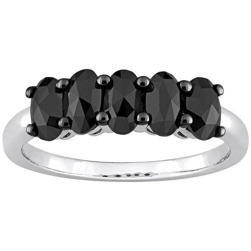 Stella Grace 10k White Gold 1 1/4 Carat T.W. Oval Black Diamond Semi-Eternity Ring, Women's, Size: 5, 10k Whgold Product Image