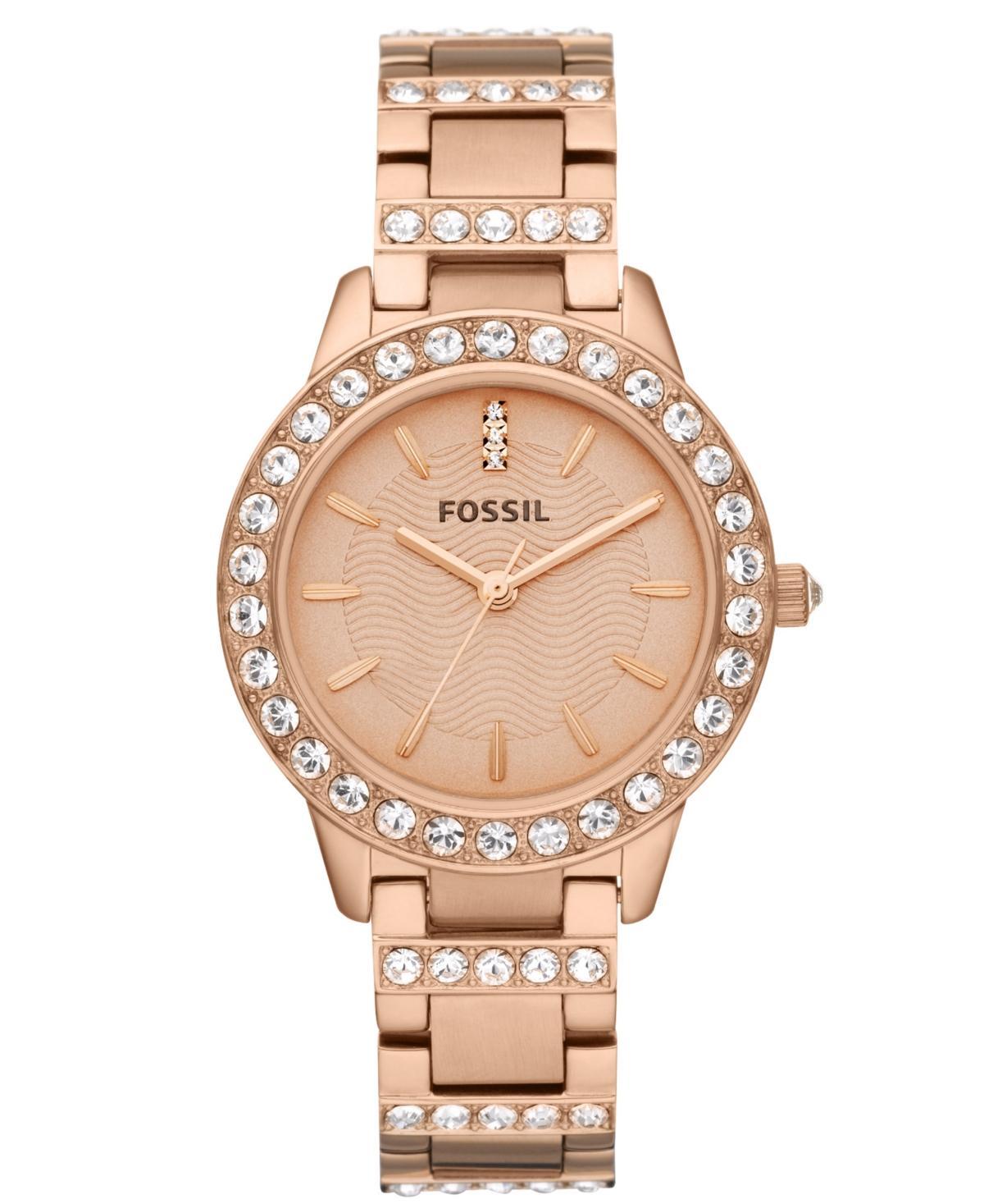 Fossil Jessie Rose Gold Tone Glitz Three-Hand Stainless Steel Bracelet Watch Product Image