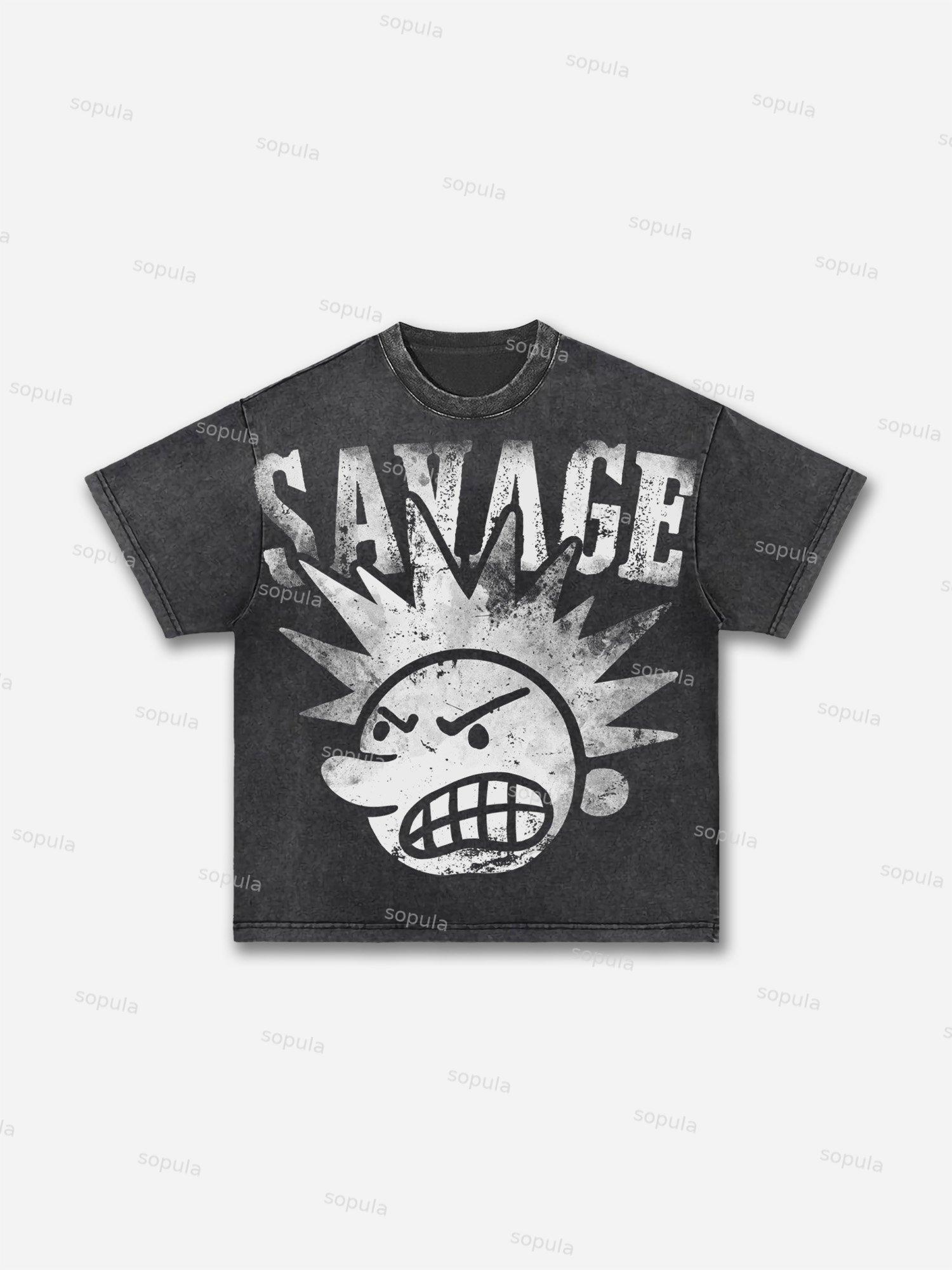 Savage The Brain Explodes Graphic Acid Wash T-shirt Product Image