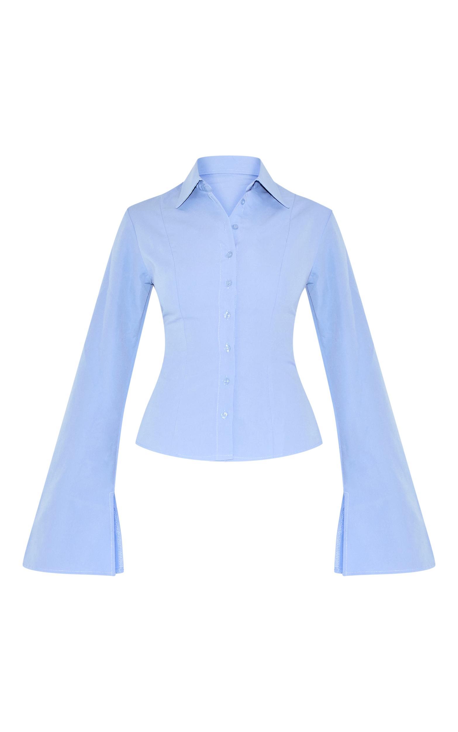 Light Blue Cotton Fitted Shirt Product Image