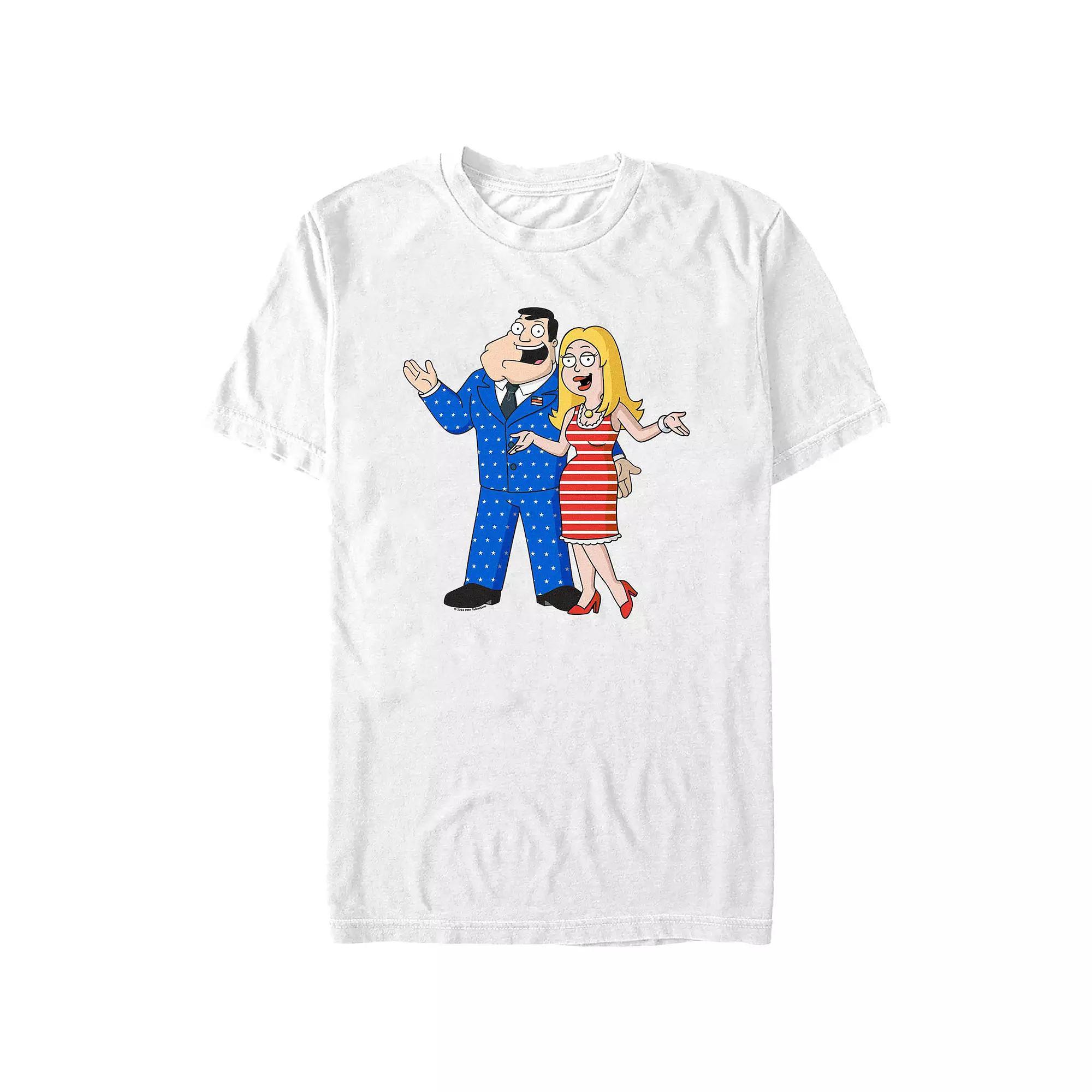 Men's American Dad Americana Outfits Graphic Tee, Size: XXL, White Product Image