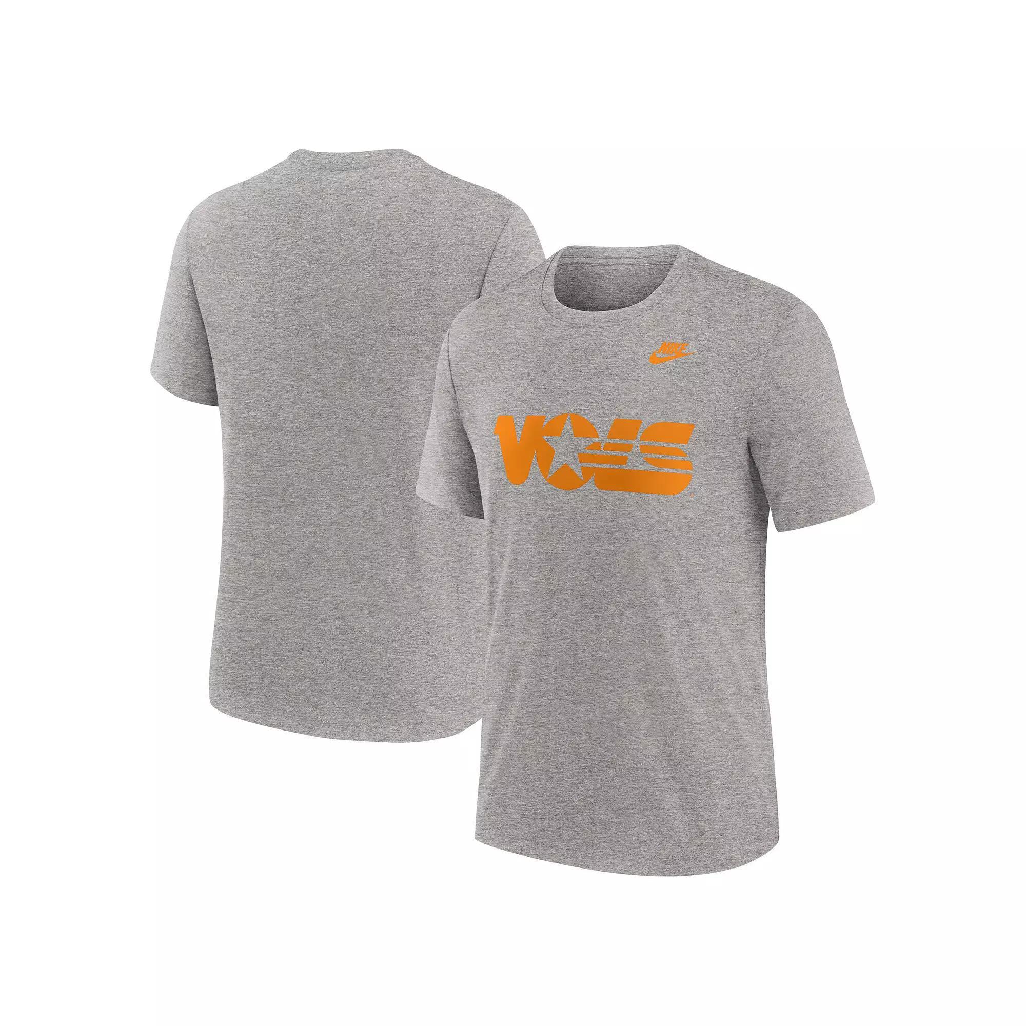 Men's Nike Heather Gray Tennessee Volunteers Blitz Evergreen Legacy Primary Tri-Blend T-Shirt,  Product Image