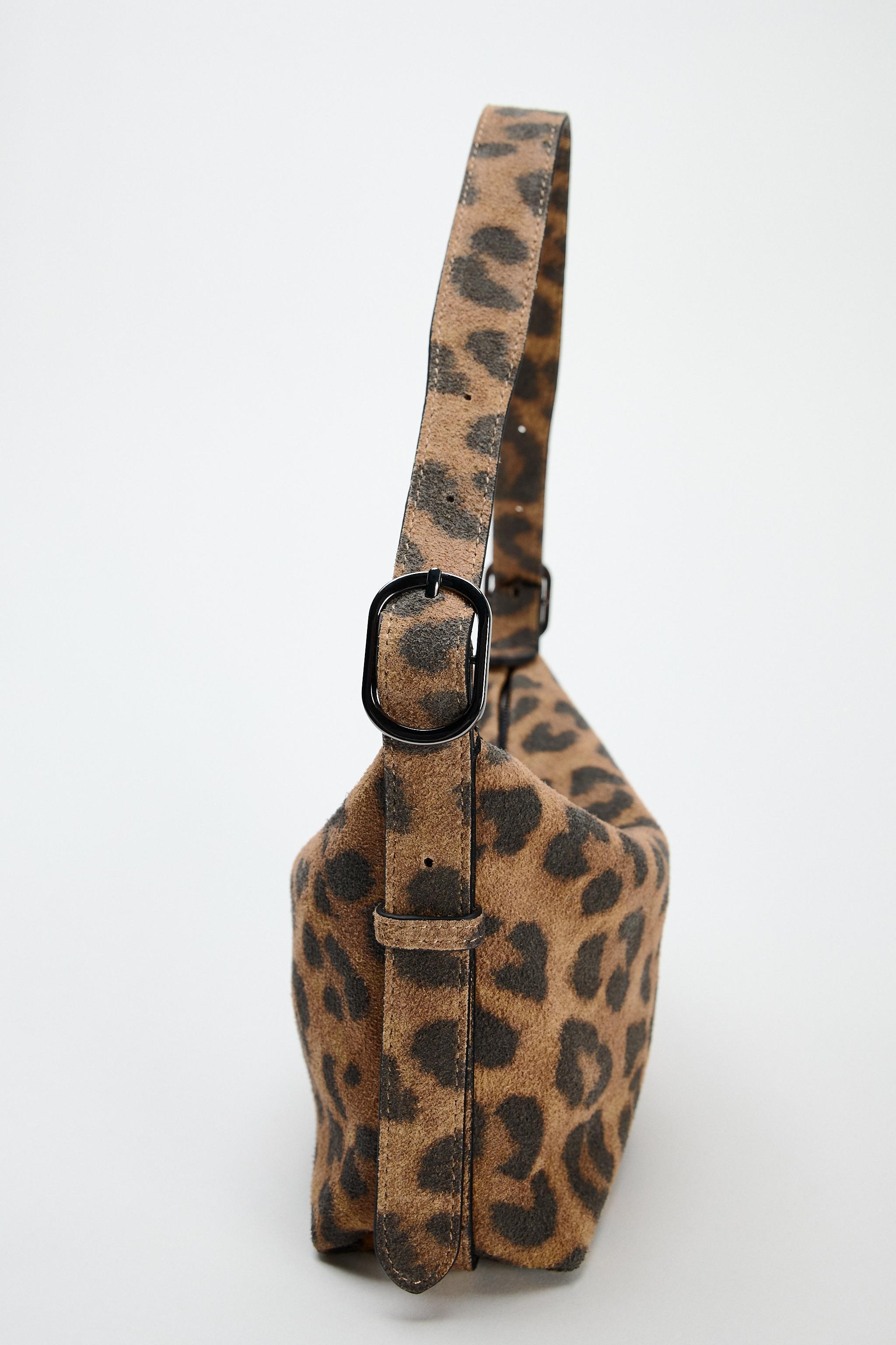 LEATHER ANIMAL PRINT SHOULDER BAG Product Image