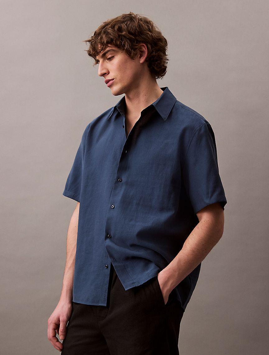 Lyocell Blend Relaxed Button-Down Shirt Product Image