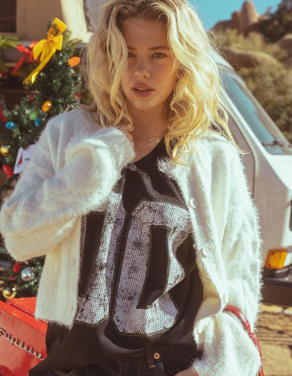 RSQ Womens Cable Fuzzy Cardigan - CREAM Product Image