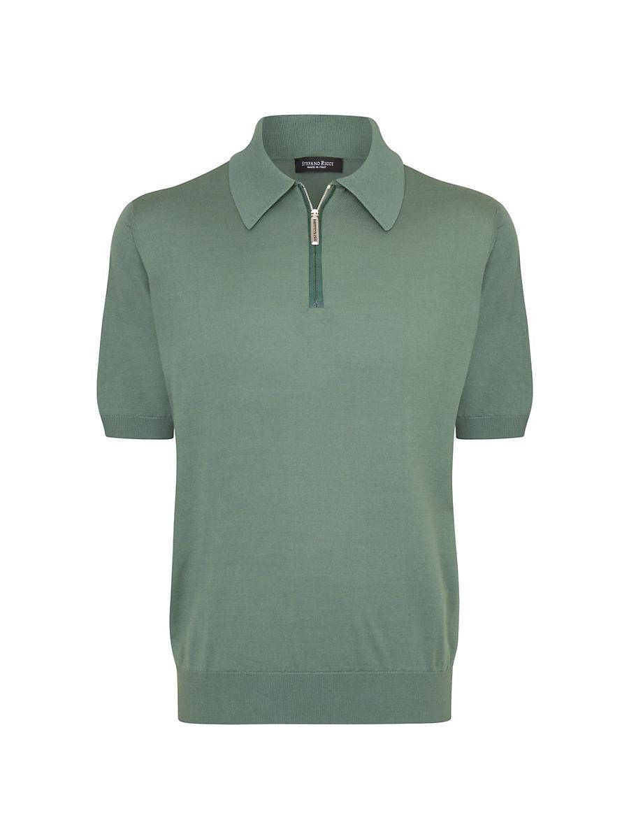 Mens Silk and Crocodile Zip Polo Shirt Product Image