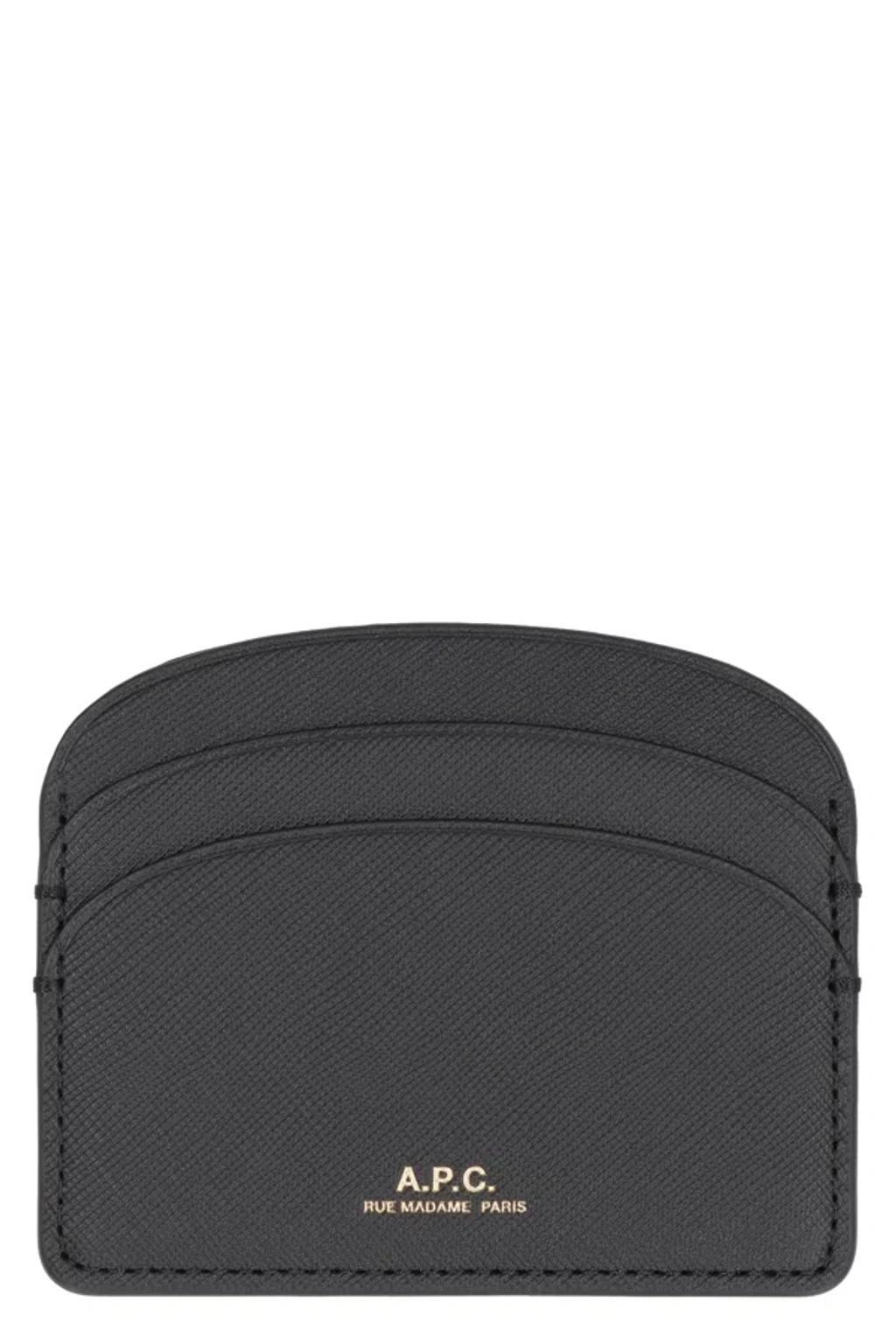 APC Demi Lune Leather Card Holder In Black Product Image