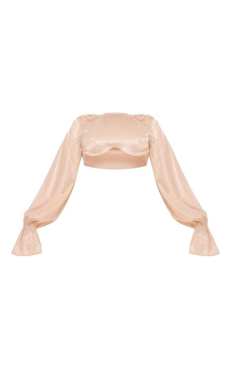 Oyster Satin Underwired Puff Sleeve Crop Top Product Image