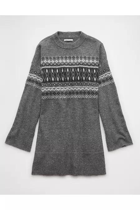 AE Crew Neck Fair Isle Sweater Mini Dress Women's Product Image