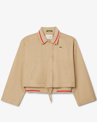 Oversized Polo Collar Twill Jacket Product Image